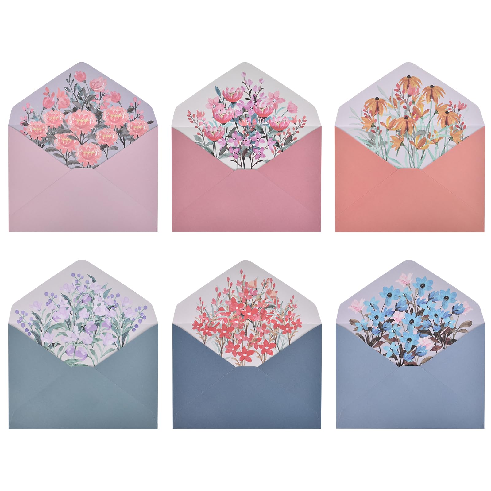 DecorDwell 30PCS Sobres Decorativos Para bodas, fiestas de cumpleaños, notas de agradecimiento,A5 Sobres para Postales Papelería Floral,Sobres Floral Letter Paper