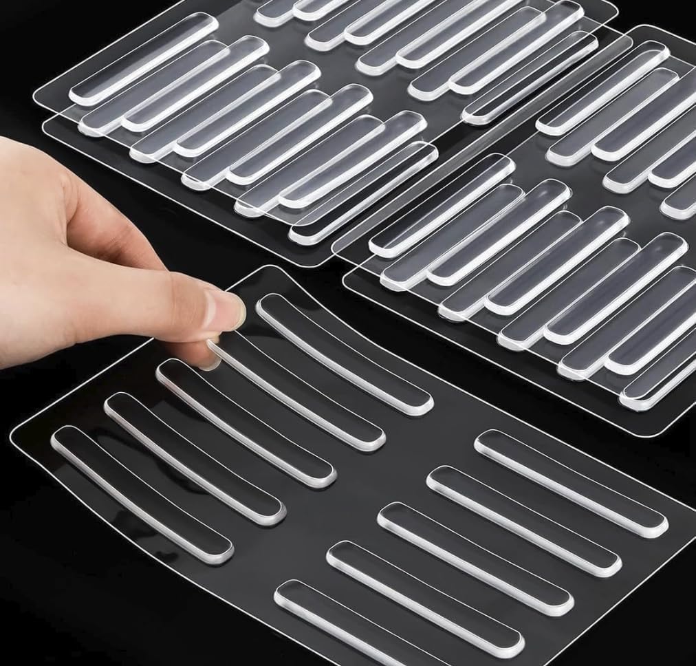 Clear Self-Adhesive Door Handle Bumper Strips, Transparent Silicone Wall Protector Pads, Door Handle Guard for Sliding Doors, Cabinets, Drawers, Furniture Protection, Pack of 20-picture-35