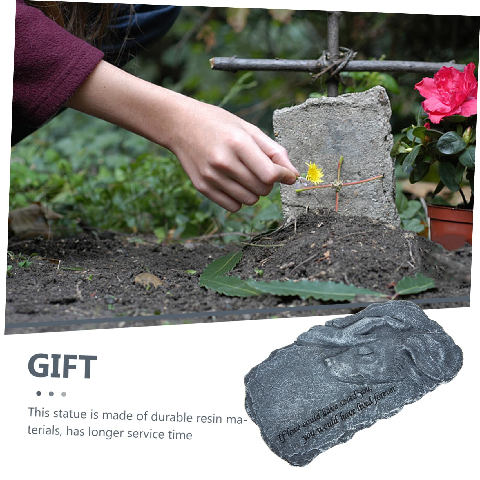 BESTonZON Statua Commemorativa per Pet in Resina per Tomba e Giardino