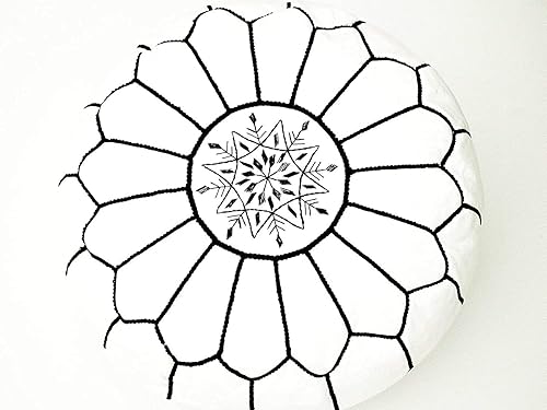 Miniatura 21 de ARTOUARZAZATE Funda de puf otomano de cuero marroquí de alta calidad, taburete otomano Hassock 100% cuero natural real, regalos para el hogar,