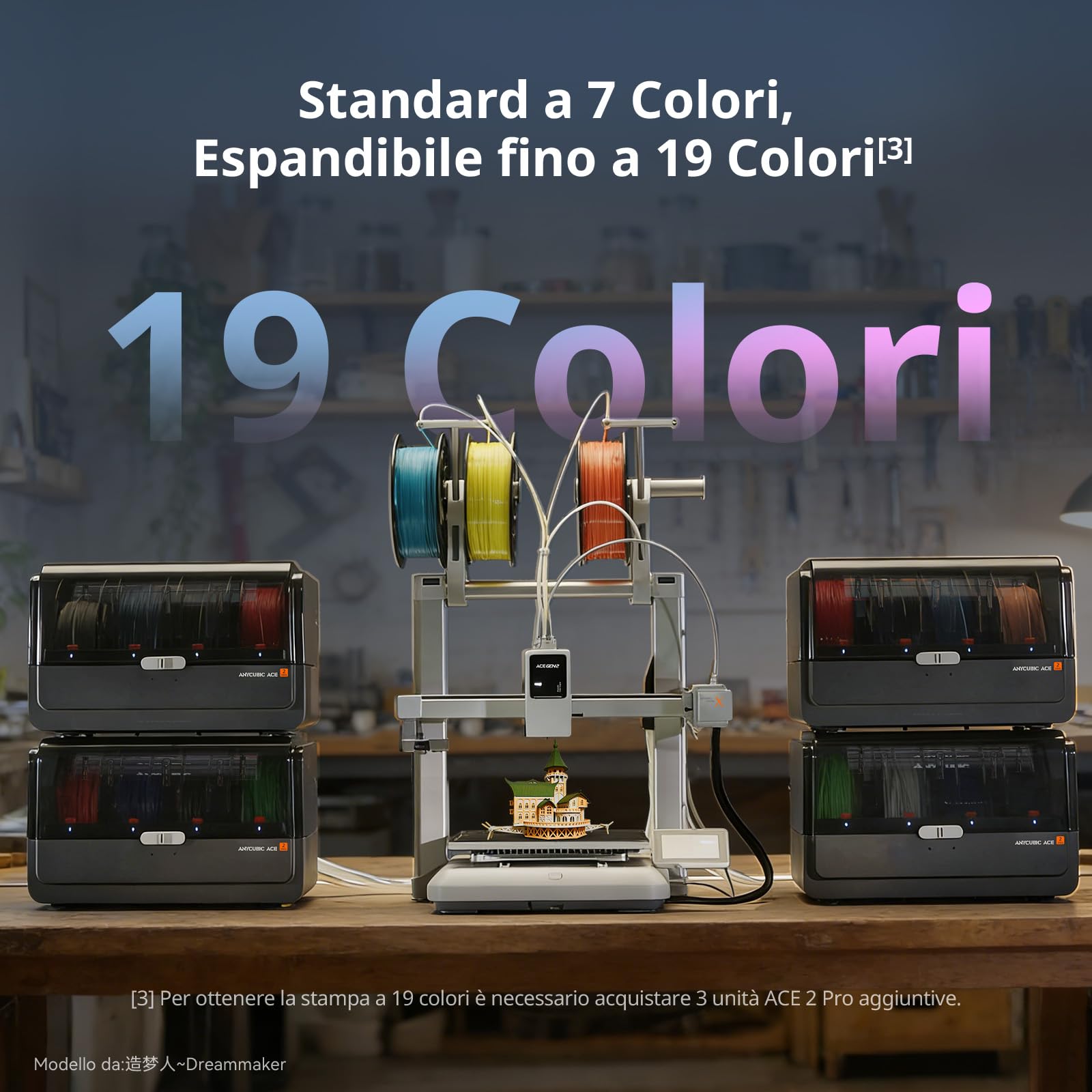 Anycubic Kobra X Combo Stampante 3D per Principianti, Essiccazione Durante la Stampa, Stampa con Filamenti Morbidi e Rigidi, Velocità di Stampa di 600 mm/s, Dimensioni di Stampa 260 x 260 x 260 mm