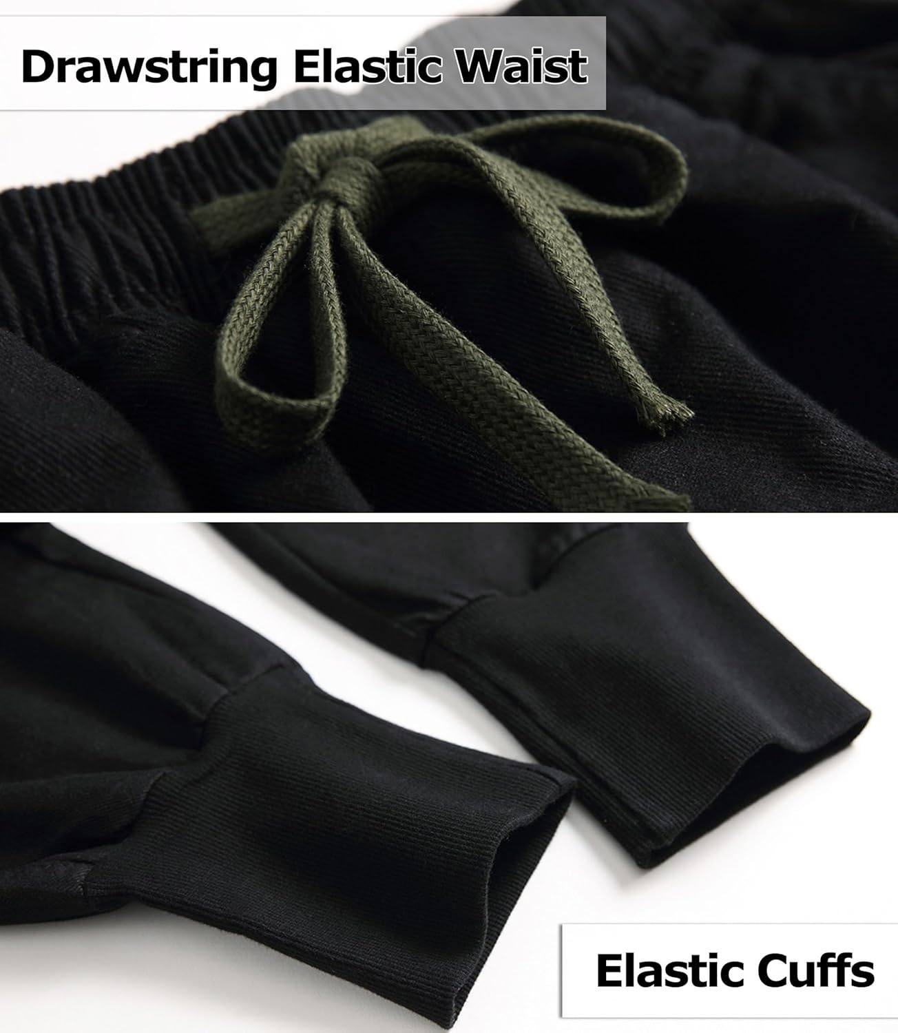 TLAENSON Boys Joggers Cargo Pants for Kids Drawstring Elastic Waist Cotton Twill Jogging School Pant - Image 5