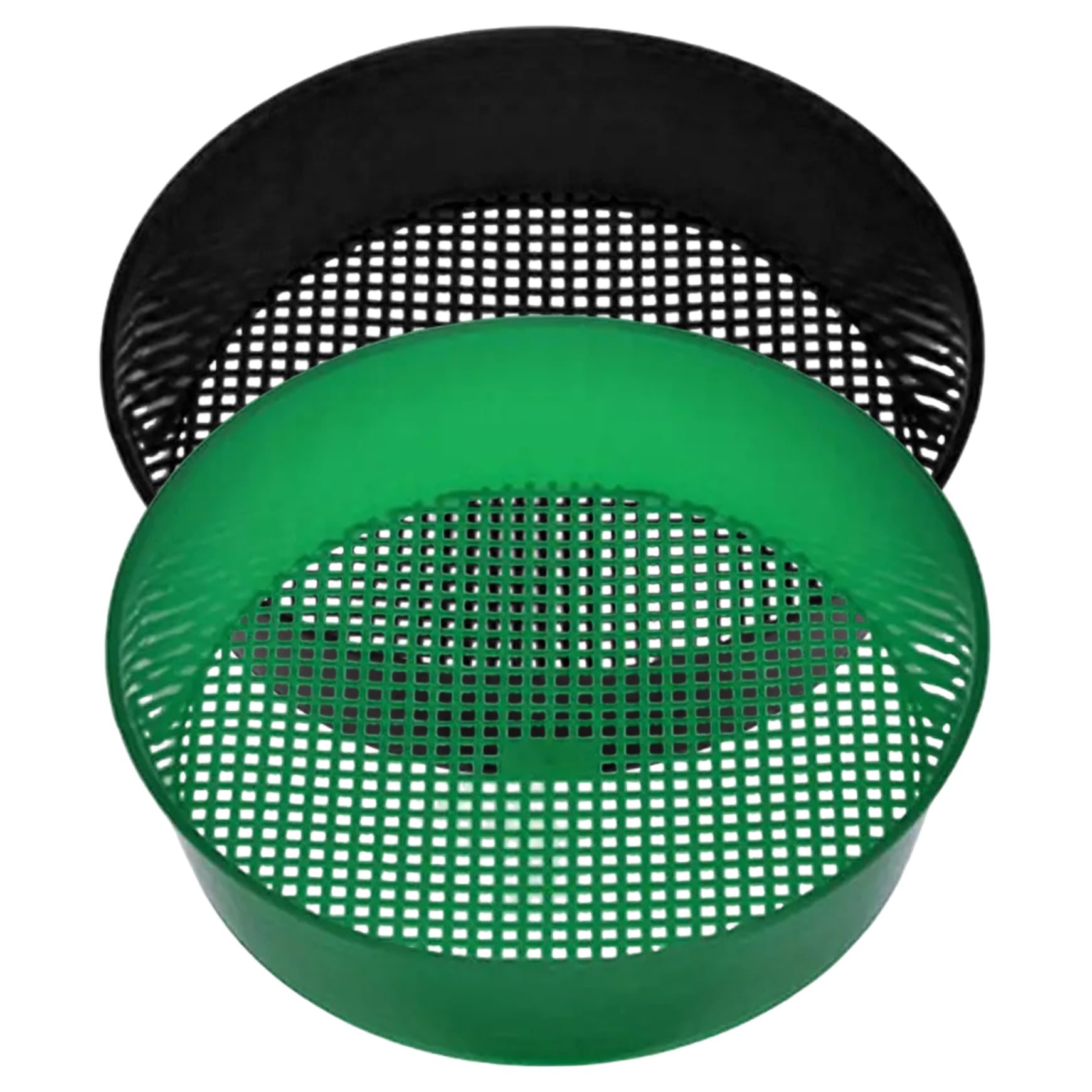 DAGLLGEW 2Pcs Soil Sifter, Round Garden Compost Sifter, Practical Pan for Sieve Work of Small Gravel, Soil, Sand, Black & Green for Gardening Rock