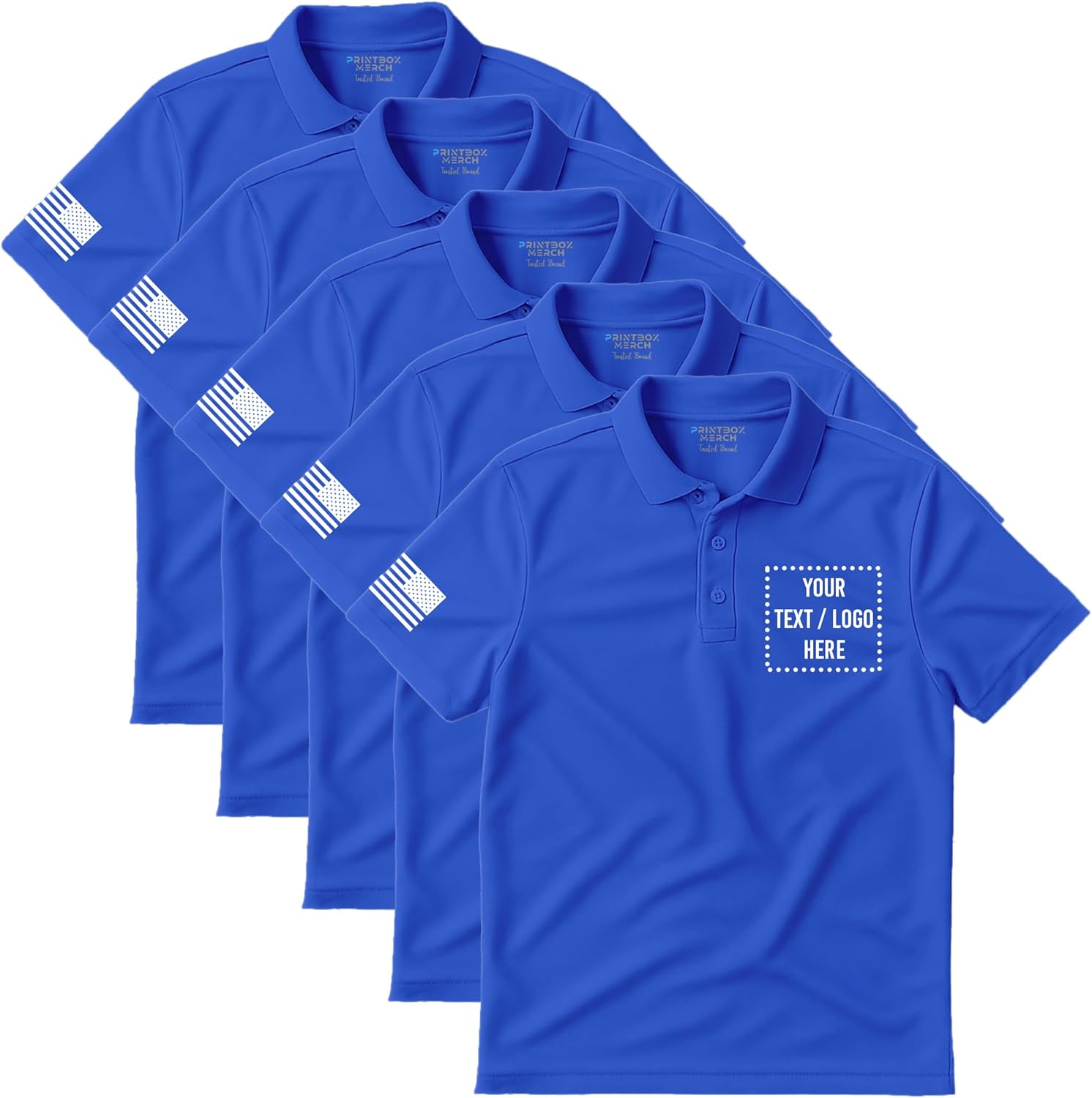 5 Pack Custom Polo Shirts for Men, Customized Polo Shirt, Moisture Wicking Dry Fit Short Sleeve Collared Work Wear, Golf Apparel Black