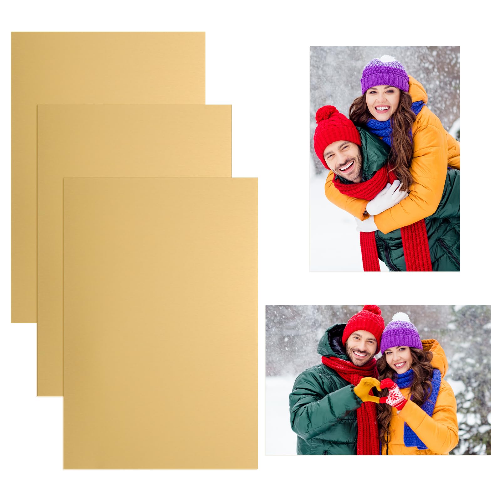 PATIKIL 3Pcs 4x6 Sublimation Blanks, Aluminum Sublimation Metal Photo Sign Prints Home Decor for DIY Souvenir Wall Frame Living Room Bedroom Decoration Design Work, Dark Gold