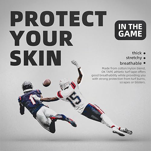 Miniatura 6 de OK TAPE Cinta de césped para fútbol, cinta de césped extra ancha para quemaduras de césped, cinta de kinesiología blanca impermeable, duradera y