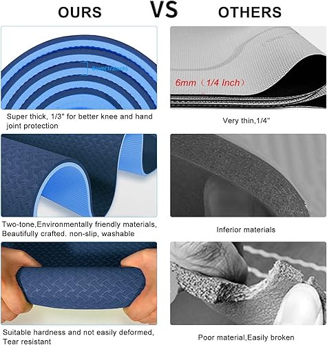 Miniatura 4 de Tapete de yoga de 13 de pulgada QMKGEC de 0.315 pulgadas, elastómero termoplástico, antideslizante, extra grueso, de alta densidad, respetuoso con
