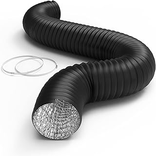 Simple Deluxe 10 Inch Flexible Air Aluminum Ducting, 8-Feet Long Vent Hose for HVAC Ventilation and Exhaust, 2 Clamps, Black