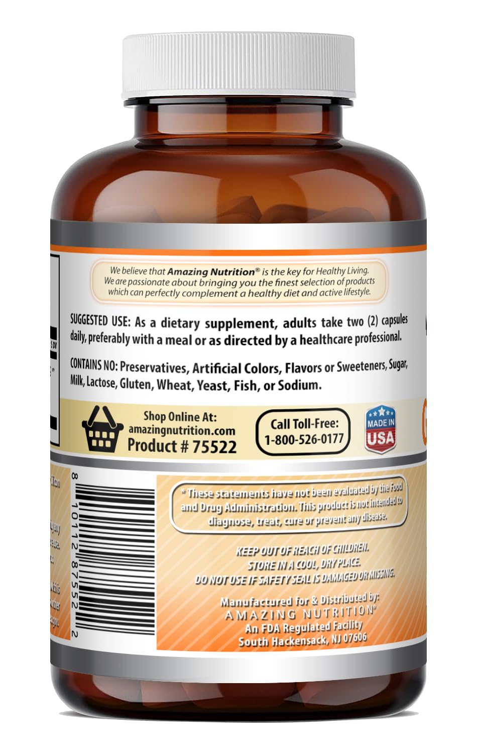 Amazing Formulas Ginger Root 4:1 Supplement | 1500 Mg Per Serving | Capsules Supplement | Gluten Free | Made in USA (1 Pack | 200 Count) — Amazon image 3
