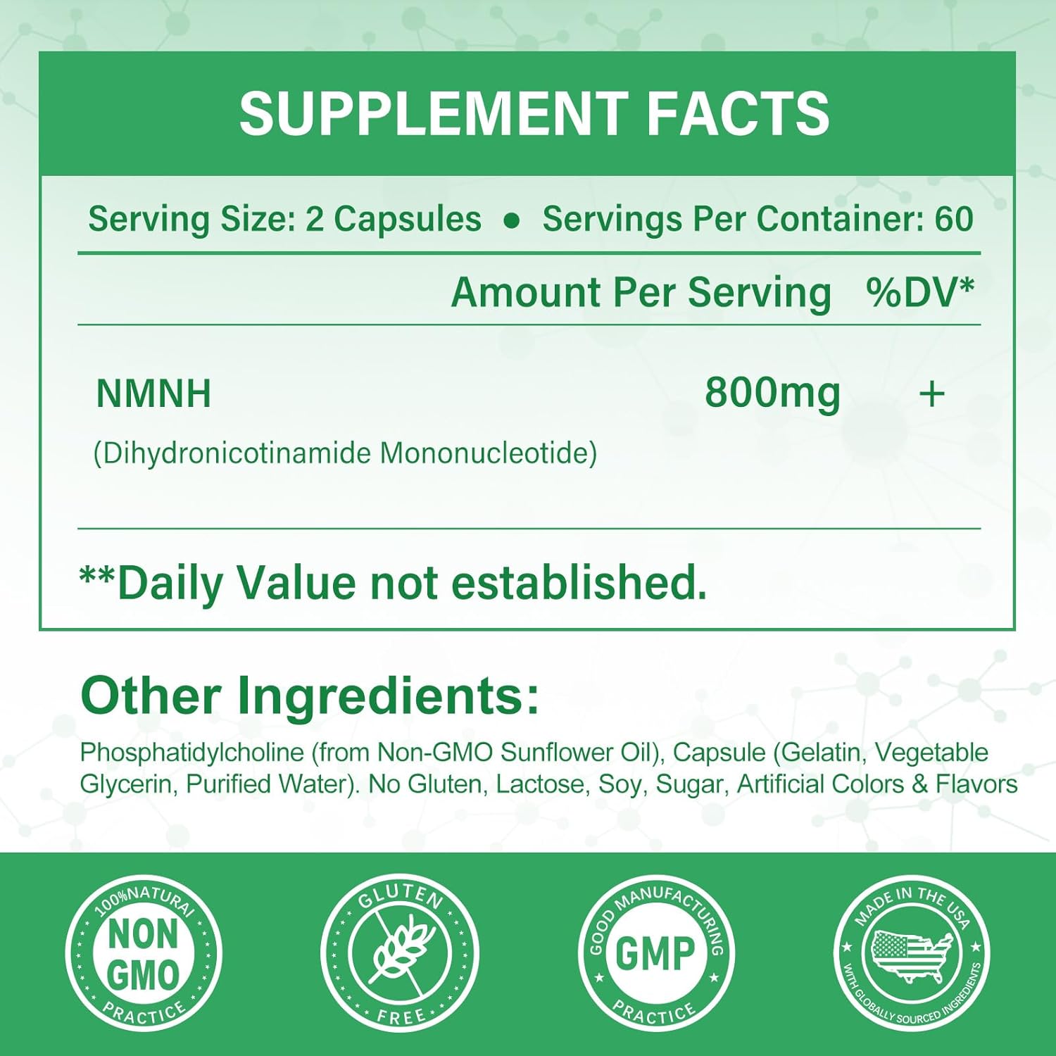 Pure NMNH Supplement 120 Capsules - 800mg High-Purity NMNH Supplements, NAD Supplement for Boost NAD+ for Anti-Aging & Cellular Energy - Image 2