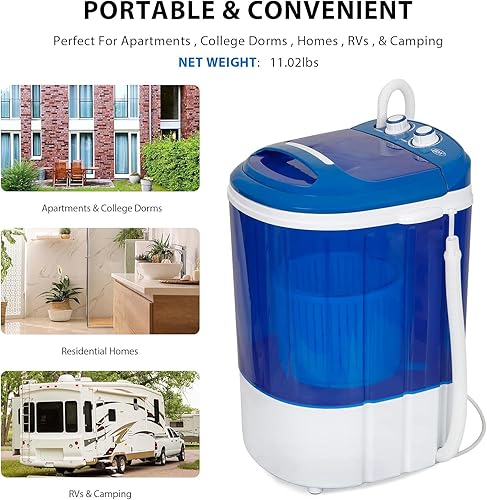 Miniatura 4 de Lavadora portátil mini con secadora de centrifugado de 8 libras, capacidad de lavado duradera y ahorro de energía, controlador rotativo, lavadora
