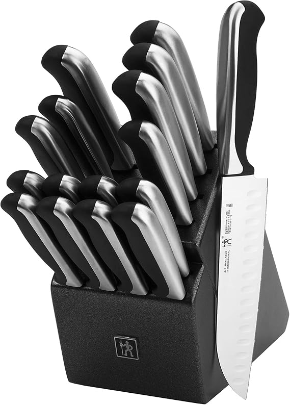 HENCKELS Everedge Plus Knife Block Set, 17 Piece, Black Ja