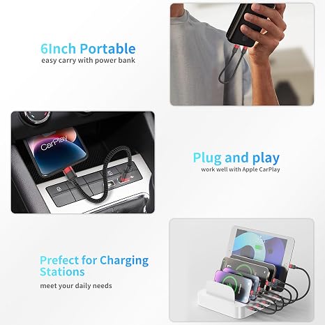 Short USB C to USB C Cable 20CM 2Pack, 60W PD Fast Charging Short USB C Cable Braided, 0.2M Type C to Type C Cord for iPhone 16 15 Samsung Galaxy S24 S23 S22 Note 20