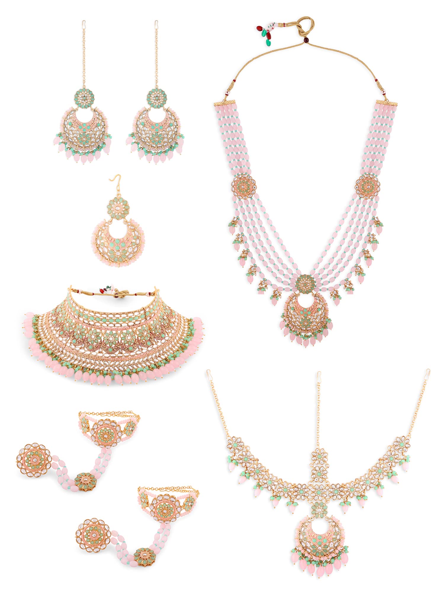 See full amazon price history chart for ZAVERI PEARLS Pink & Green Bridal Kundan Necklace Earring Mathapatti Passa & Hand Harness Set For Women-ZPFK14838 ZAVERI PEARLS Pink & Green Bridal Kundan Necklace Earring Mathapatti Passa & Hand Harness Set For Women-ZPFK14838 (B0BFX7DCZW) Amazon Price History, Amazon Price Tracker