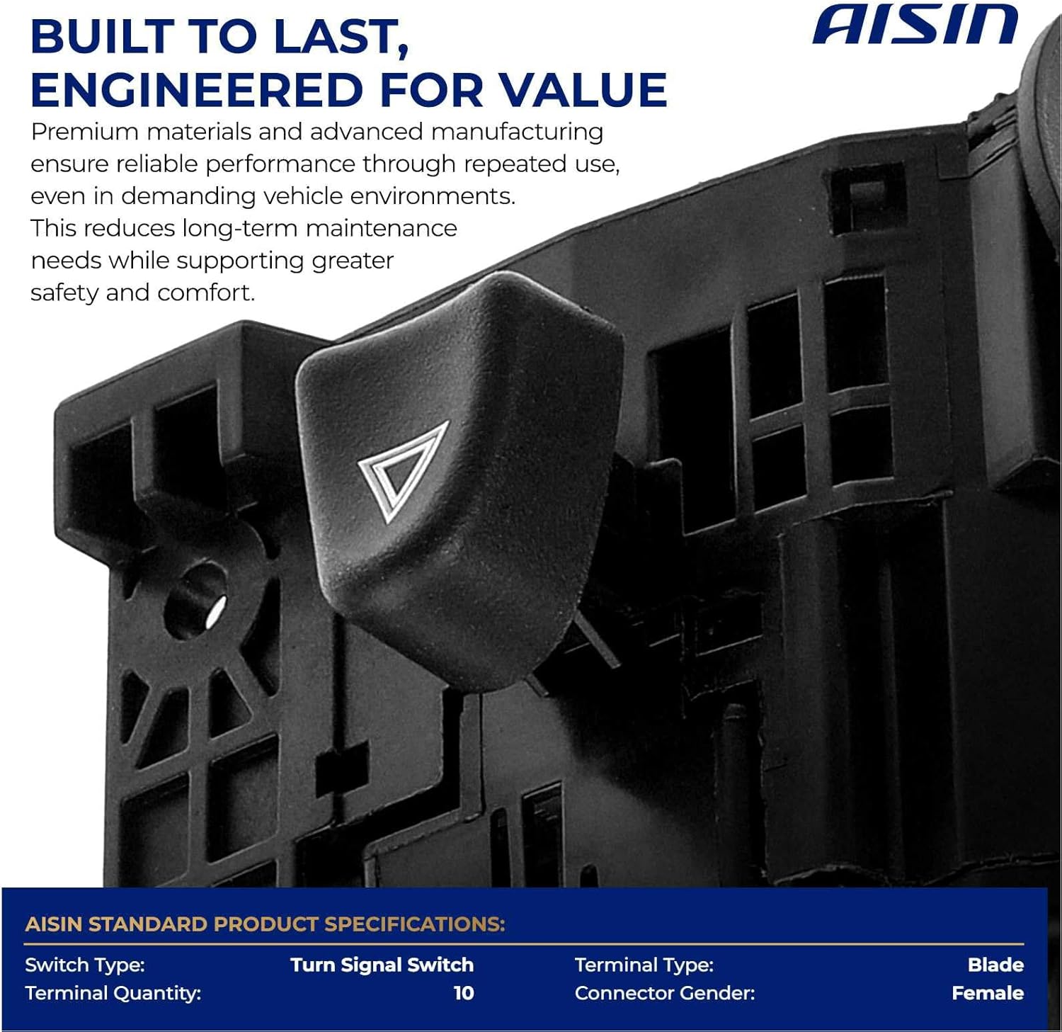 AISIN AFTERMARKET TSSGM-00297 Turn Signal Switch - Compatible with Chevrolet S10 1982-1985, S10 Blazer 1983-1985, GMC S15 1982-1985, S15 Jimmy 1983-1985 - with Tilt Steering Wheel