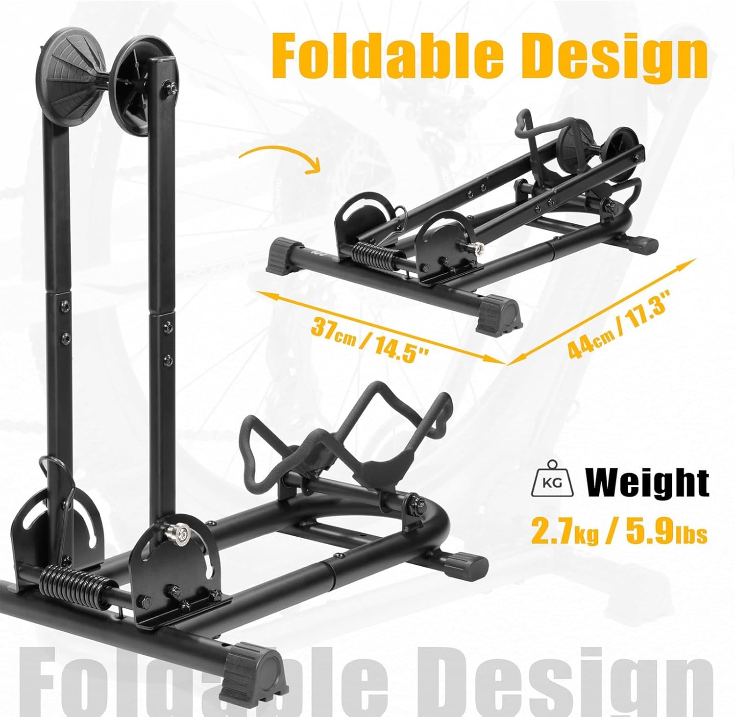 Bike Floor Parking Rack Stand, Bike Storage Holder for Garage Indoor & Outdoor, Foldable & Portable Design Bikes Rack