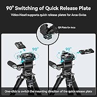 Vista 4 de SmallRig Video Head for Vertical/Horizontal Shooting, Tripod Pan Tilt Fluid Head with Telescopic Handle and Switchable QR Plate for Arca, Max Load