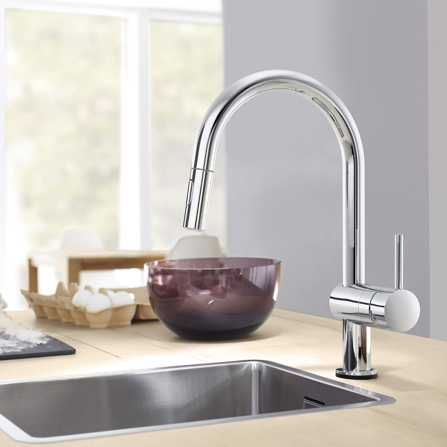 70% Off Discount Grohe 31378003 Minta Single-Handle Kitchen Faucet, Starlight Chrome