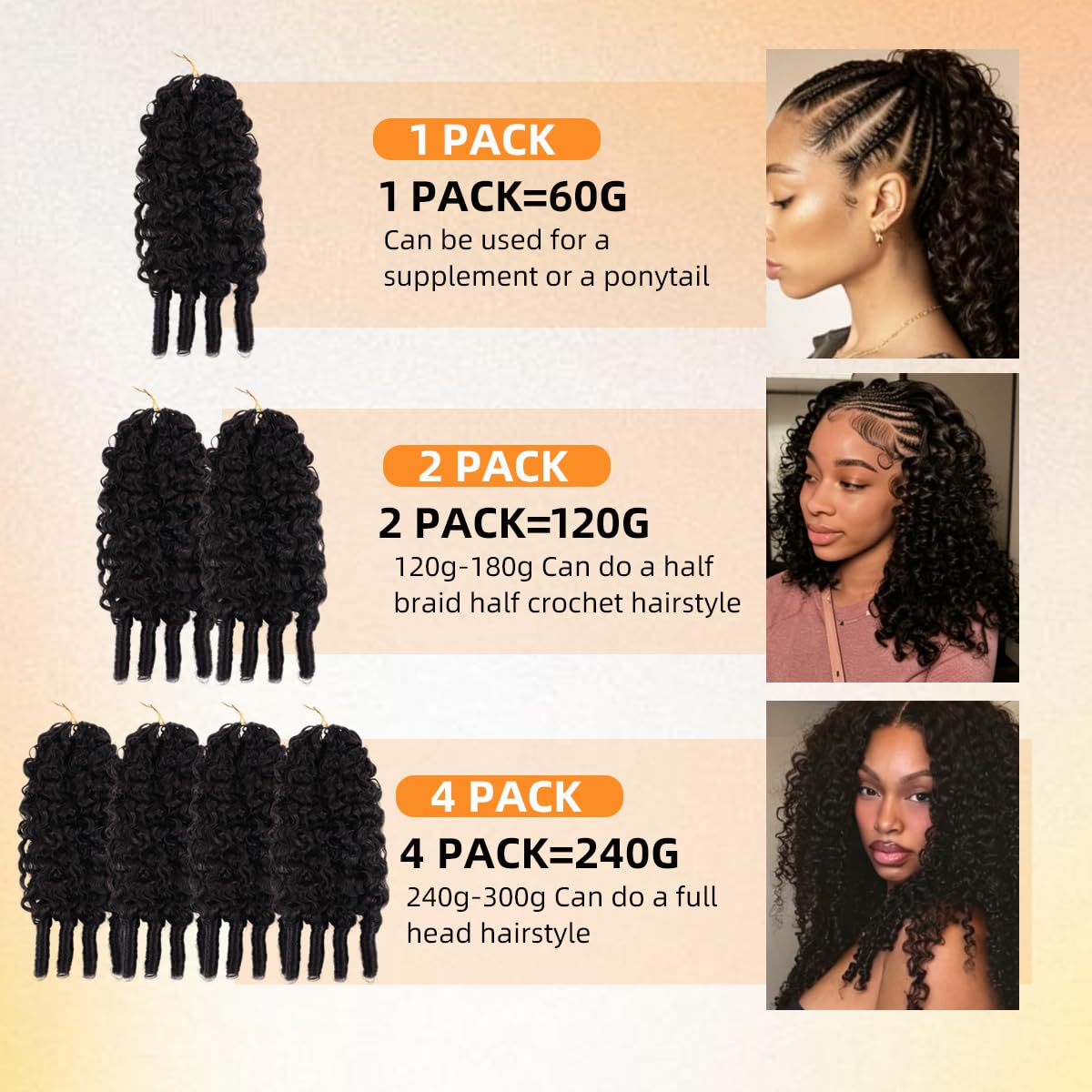 MsSunlight Burmese Curly Crochet Human Hair 15A Human Crochet Hair 18 Inch 60g 45 Strands Pre-Separated Feather Crochet Human Hair Burmese Curly Miracle Knots Crochet Hair for Black Women