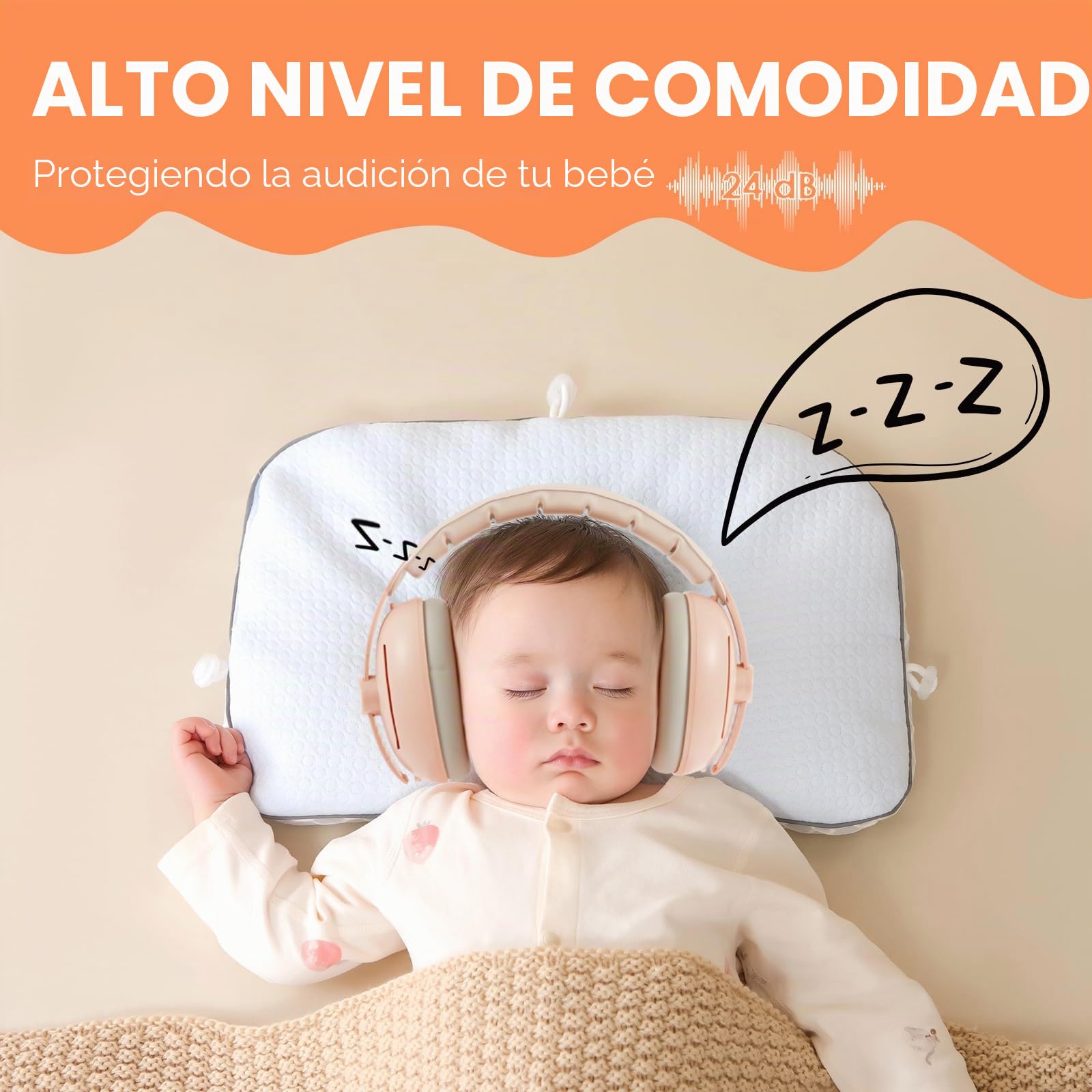 Protección auditiva para bebé, auriculares 2 en 1 para bebé, protección contra el ruido, con diadema ajustable y acolchada, orejeras para niños de hasta 48 meses, adecuados para dormir, viajar en