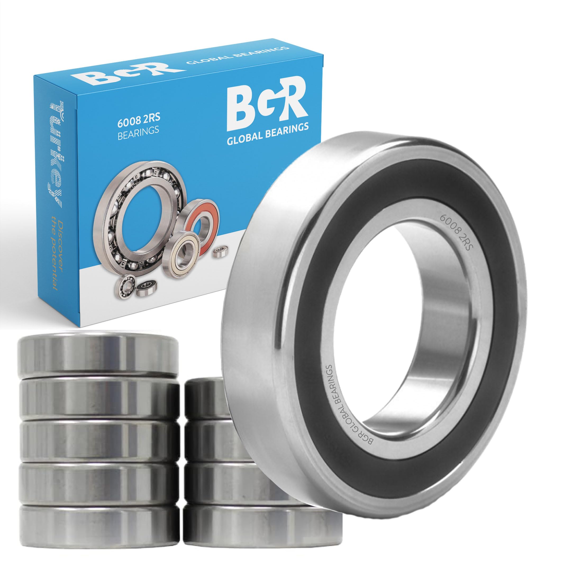 6008-2RS Bearing - (200 Units) Lubricated Chrome Steel Sealed Ball Bearing - 40x68x15mm Bearings with Rubber Seal