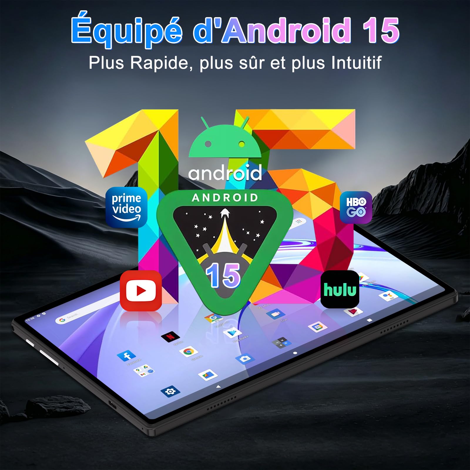 ZIOVO Android 15 Tablette 10 Pouces,30Go RAM+128Go ROM (TF 1To) Tablet,5G WiFi Tablettes,Octa-Core 2.0 GHz/Gemini AI/Widevine L1/8000mAh/BT 5.0/GPS/Face ID/2 en 1 Tablette avec Clavier et Souris-Noir