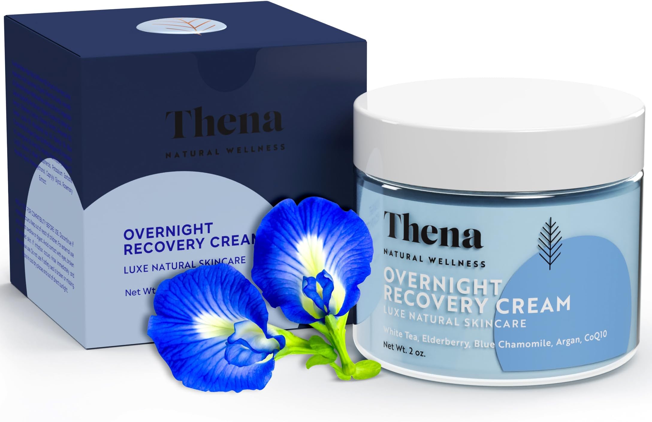 THENA Overnight Recovery Cream Anti Aging Night Cream Natural & Organic Skin Care With Regenerating Collagen Night Face Moisturizer For Women and Men