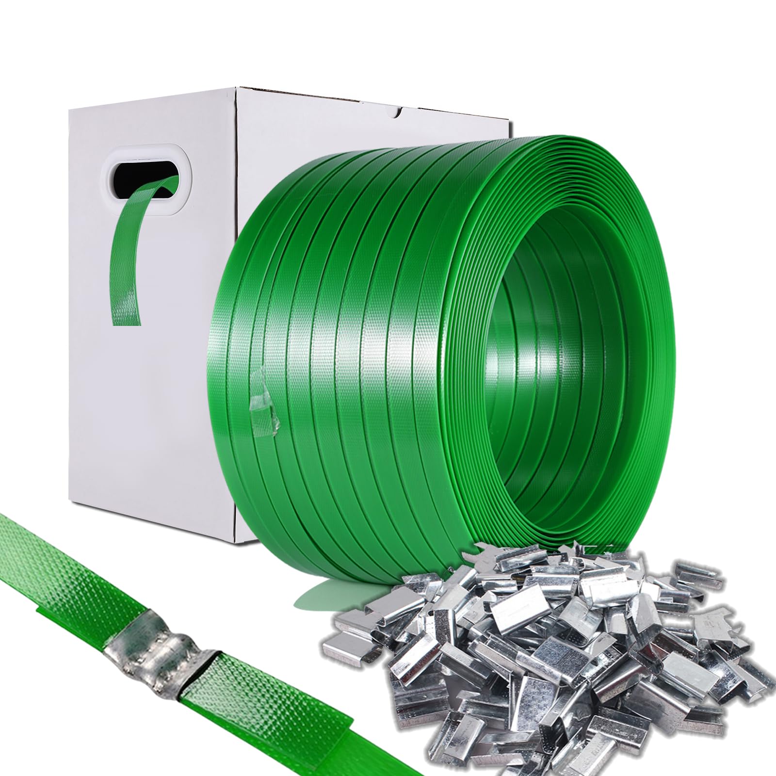 packaging strapping pallet strapping banding strapping coil 5834 x 1500 ft x 003534 pet polyester strapping and 100 buckles - heavy-duty certified 1200 lbs break plastic strap