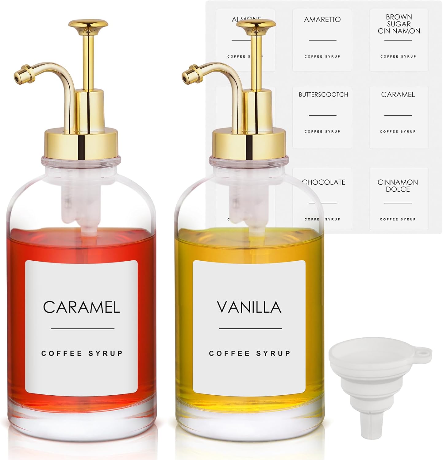 2 Pack 16.9 Oz Coffee Syrup Dispenser for Coffee Bar, Coffee Pump Dispenser, Clear