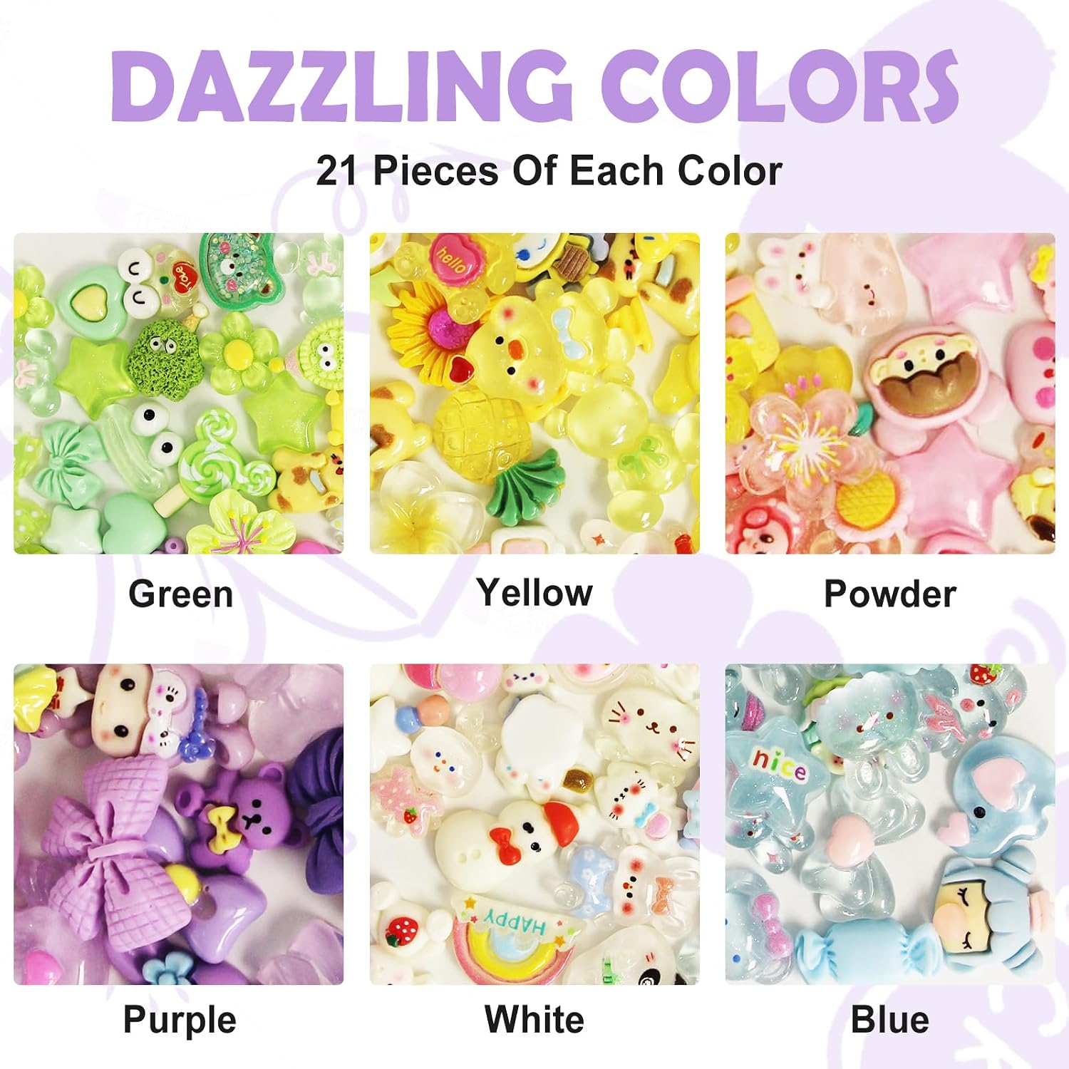 125PCS Slime Resin Charms 6 Colors Assorted Cute Charm Heart Bow Candy Charms Flatback Slime Charm Aesthetic Nail Beads for DIY Crafts Phone Cases image 3