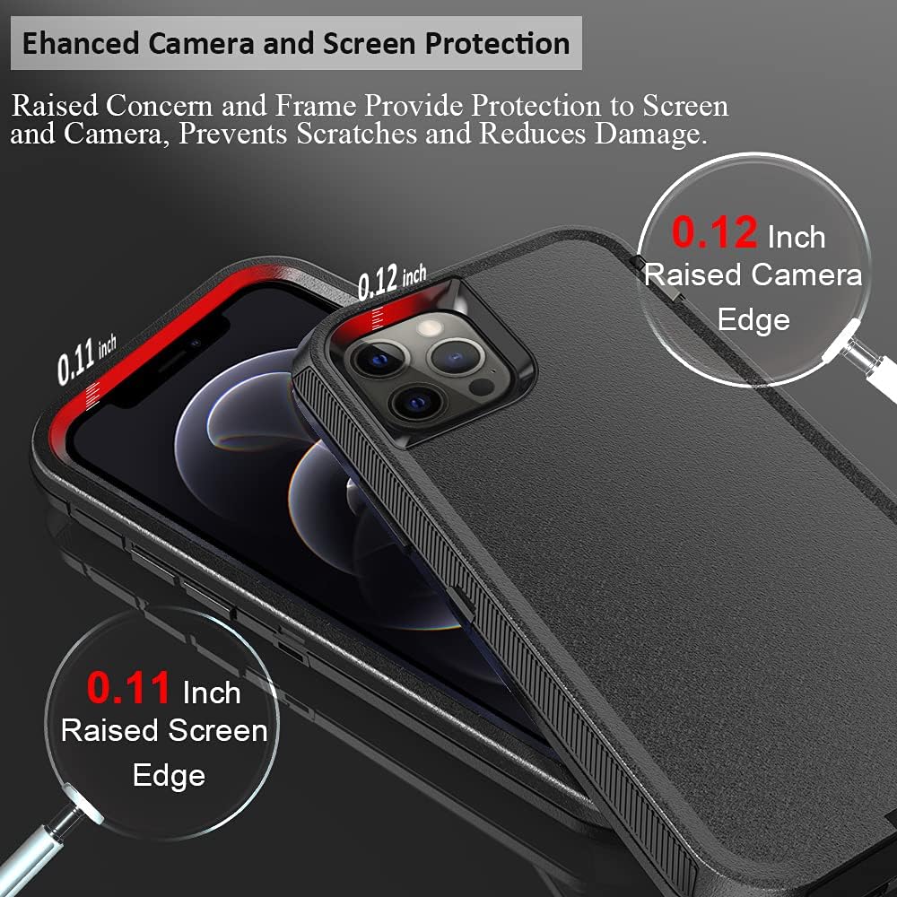 Compatible with iPhone 13 Pro Max 6.7 inch Case,with Screen Protectors,Heavy Duty Rugged Shockproof Full Body Protection Kickstand Case with Belt Clip Holster for iPhone 13 Pro Max (Black) - Image 4