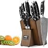 NANFANG BROTHERS 9 Pieces Kitchen Knife Set with Block, Damascus Professional Steel Chef's Knife Set with Sharpener and Scissors
