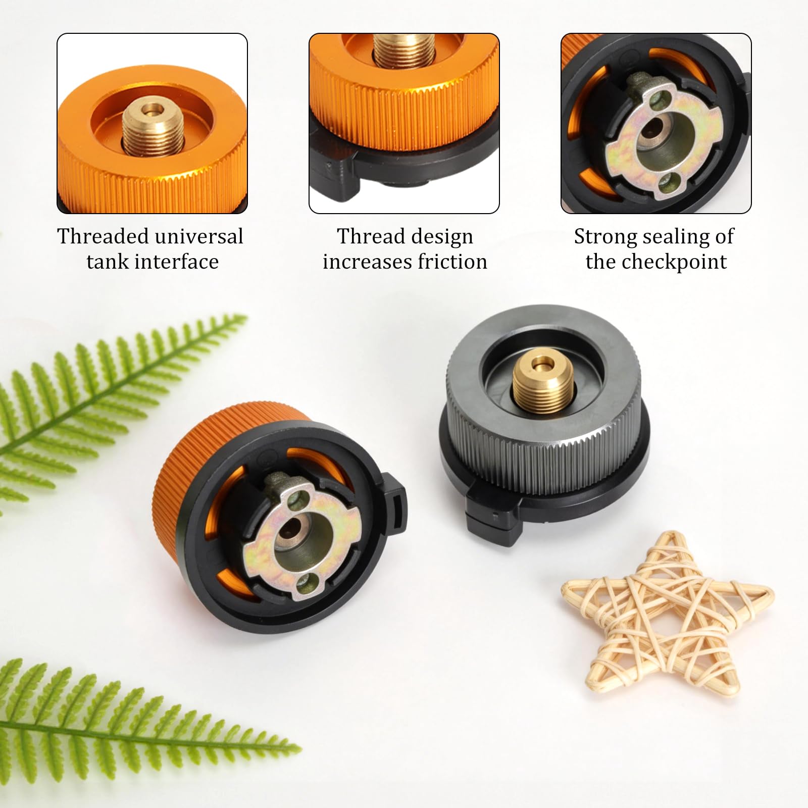 Adapter do kuchenki gazowej, adapter do kuchenki kempingowej, adapter do kartusza gazowego, 2 sztuki, do długich kartuszy gazowych i kuchenek dzielonych z samozamykającym się