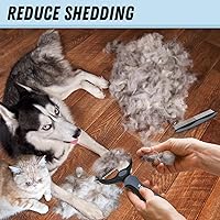 Vista 5 de Cepillo de Aseo para Mascotas y Peine de Metal Combo, Cepillo para Gatos Cepillo para Perros para Muda de Pelo, Rastrillo de Subpelo para Aseo