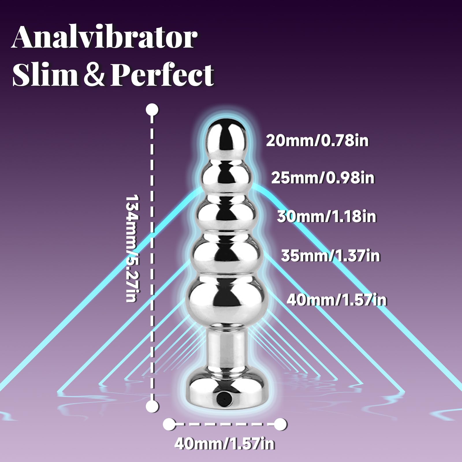 AMAZBEE Spine Anali Vibratori per gli Uomini 10 Modalità di Vibrazione Donne Giocattoli del Sesso Massaggiatore Prostatico Vibratore Metallo Anale Catena Dildo Vibratore (5 Beads)