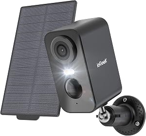 ieGeek 2K Outdoor Solar Surveillance Camera, 5200 mAh Battery Camera, Surveillance Outdoor WiFi, PIR Motion Detection, Col…