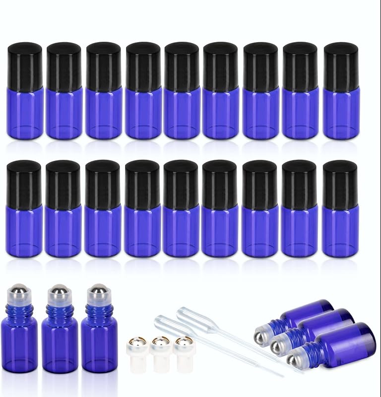 Frascos roll-on de vidro ZEJIA para óleos essenciais, 2 mL, pacote com 24