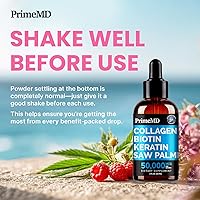 Vista 8 de Paquete de 2 unidades de biotina líquida de queratina de colágeno y palmetto de 25000 mcg gotas de vitaminas 4 en 1 para la piel y las uñas