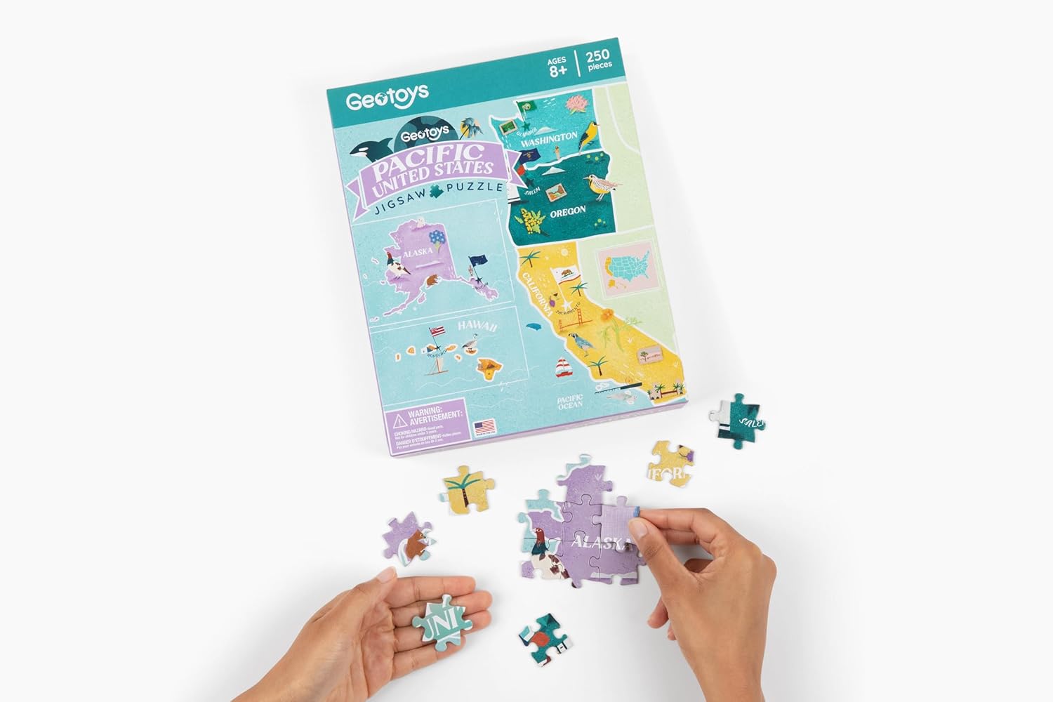 Geotoys Pacific Region Jigsaw Puzzle - Educational and Interactive Map Game - 250 Piece Puzzles - Jigsaw Puzzles for Kids Ages 8-12 - Kids Puzzle Games with Colorful Landmarks