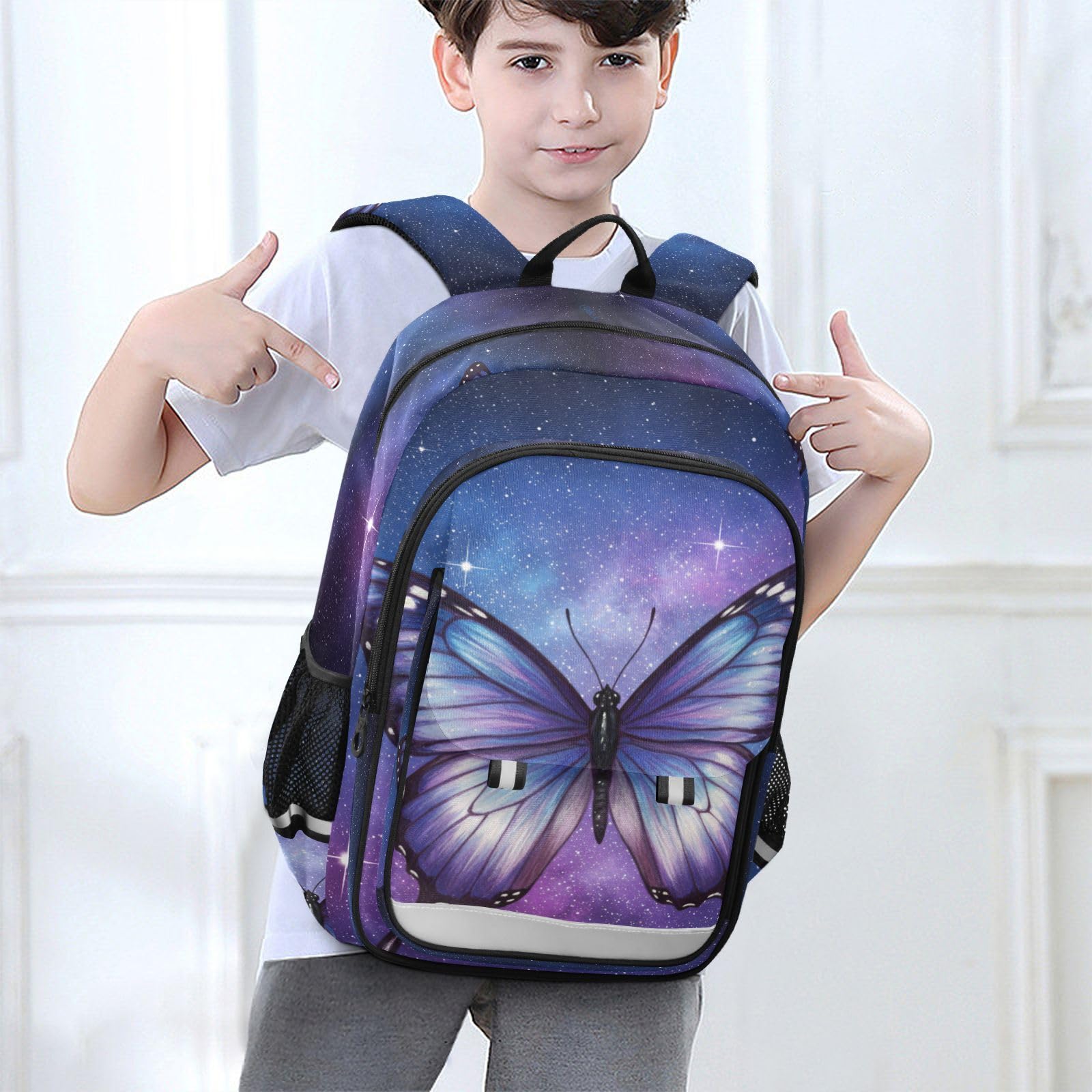 Mnsruu Sac à dos pour ordinateur portable de 15,6" - Motif papillon violet - Pour adolescentes et filles - Sac à dos de voyage léger pour le travail universitaire - 45 x 33 x 17 cm