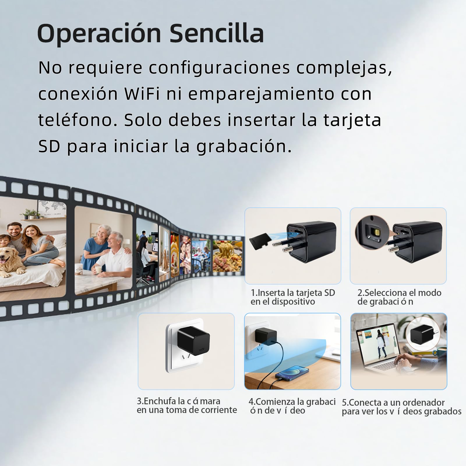 Cámara mini oculta, cámara de vigilancia doméstica compacta HD 1080p para interiores, cámara portátil para niñeras,con detección de movimiento,adecuada para vigilar niños,ancianos y oficinas,sin Wi-Fi