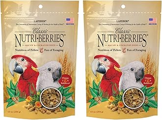 LAFEBER'SClassic Nutri-Berries Pet Bird Food, Made with Non-GMO and Human-Grade Ingredients, for Macaws and Cockatoos (10 oz Pack of 2)