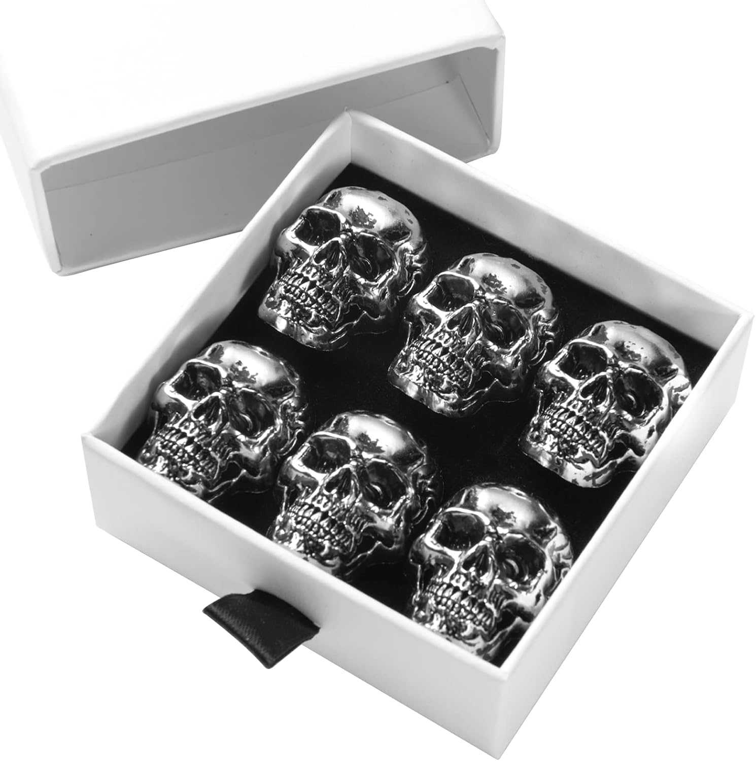 6 Pcs Skull Stainless Steel Refrigerator Magnets,Cool,Strong,Cute,Unique Funny Goth Decorative Fridge Magnets for Adults, Boys,for Kitchen,Office Whiteboards,Lockers,Imanes Para Refrigerador (Sliver)…