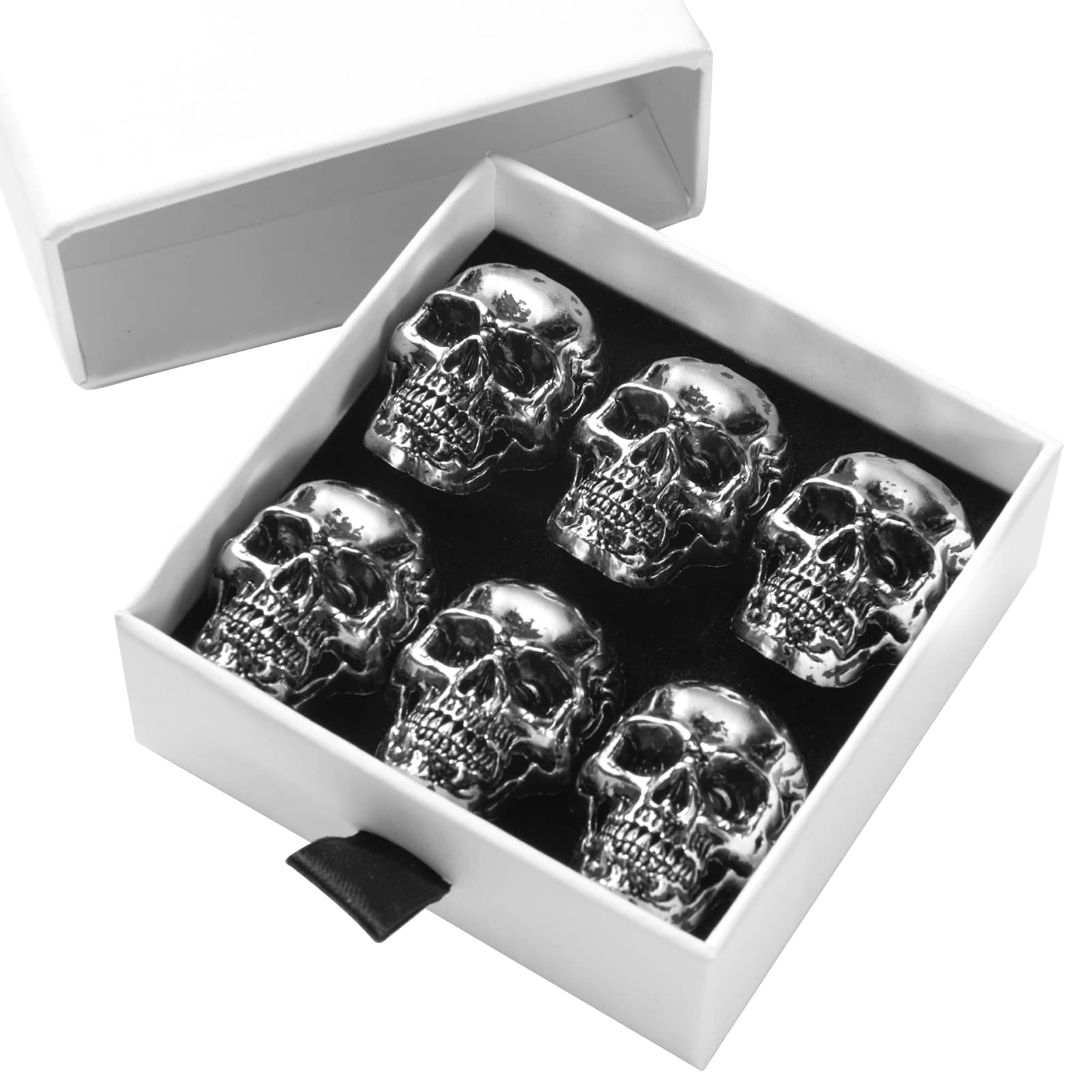 6 Pcs Skull Stainless Steel Refrigerator Magnets,Cool,Strong,Cute,Unique Funny Goth Decorative Fridge Magnets for Adults, Boys,for Kitchen,Office Whiteboards,Lockers,Imanes Para Refrigerador (Sliver)…