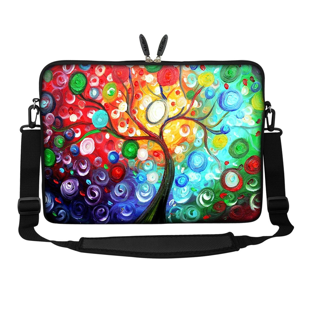 Meffort Inc 14 14.1 Inch Neoprene Laptop Sleeve Bag Carrying Case with Hidden Handle and Adjustable Shoulder Strap (Colorful Tree)