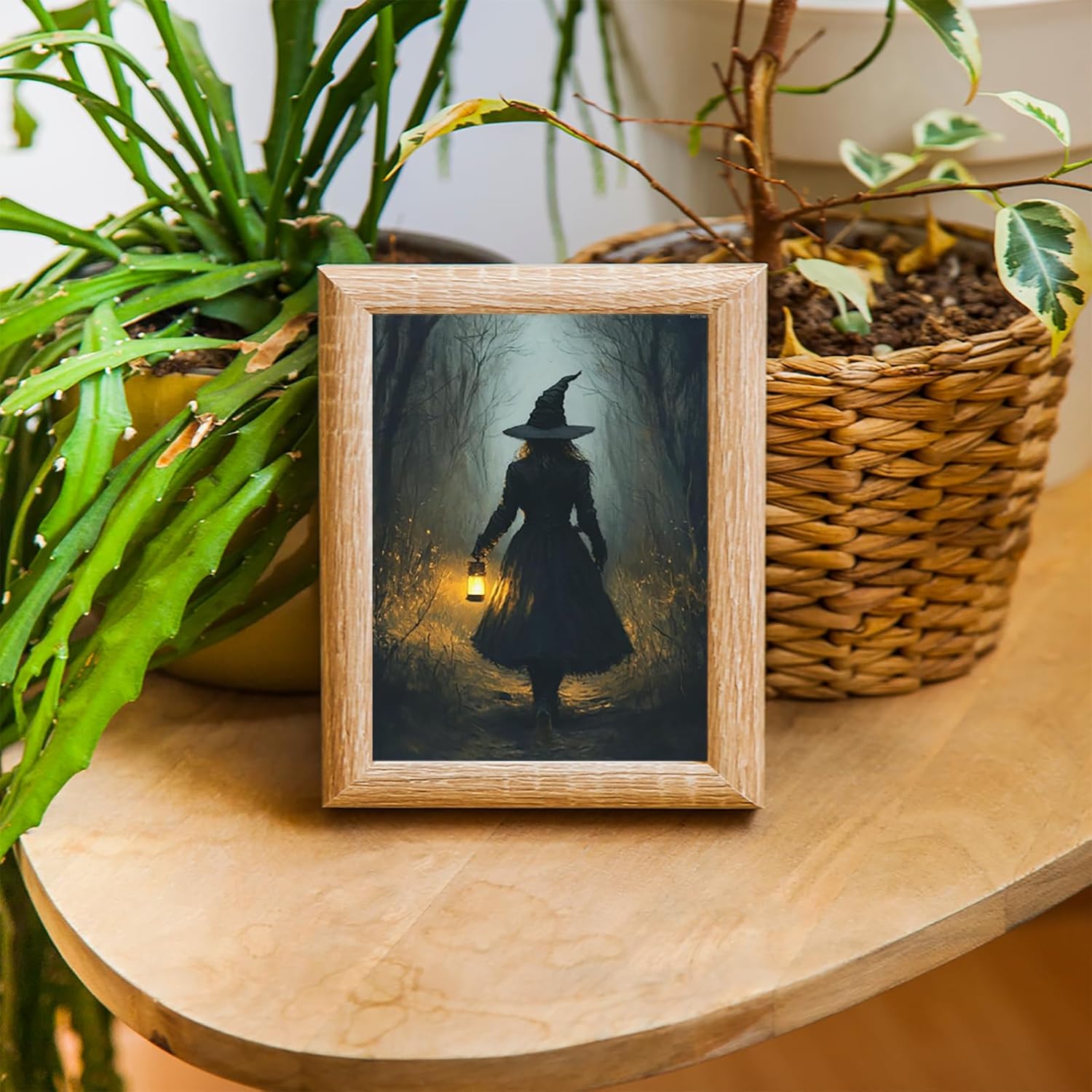 Witch Walking Through The Woods Diamond Drawing Art Kit for Adults Dark Night Wearing A Candle DIY Diamond Art Painting for Beginners Full Drill Round Gem Art for Crafts Home Wall Decor 12x16 inch