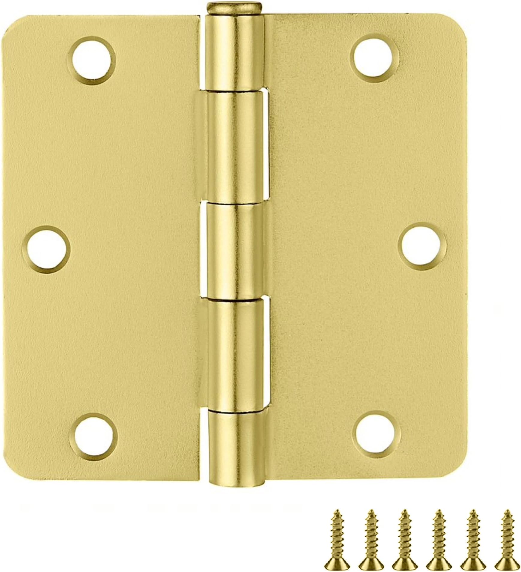 Design House 10-Pack Door Hinges for Wood – Heavy Duty Hinges 3-1/2-inch x 3-1/2-inch – Steel Door Hinge Interior Door Hardware - 1/4-inch Radius - Satin Brass Finish, Design House 181347