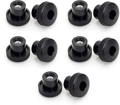 POWERTEC QNB3004-P2 - Paquete de 10 perillas redondas de 14 pulgadas - 20 pomos de sujeción roscados para pista en T y sierra de mesa, tablero de