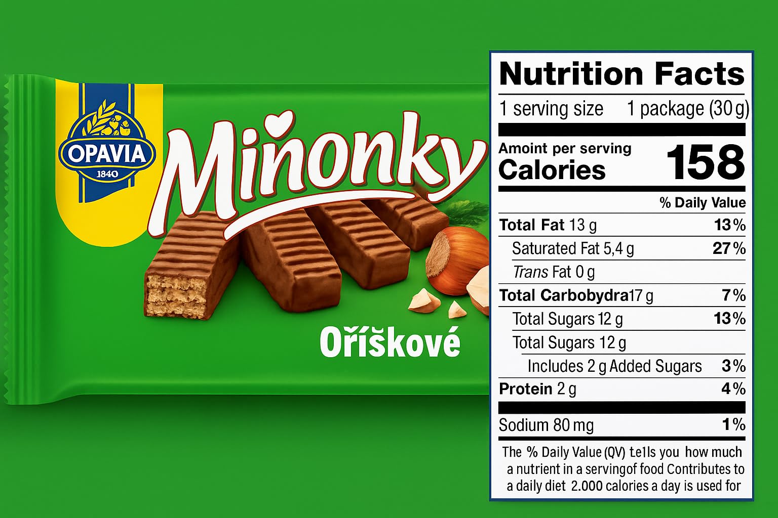 OPAVIA Miňonky – Wafer alla nocciola, 35 × 50 g (1.750 g)