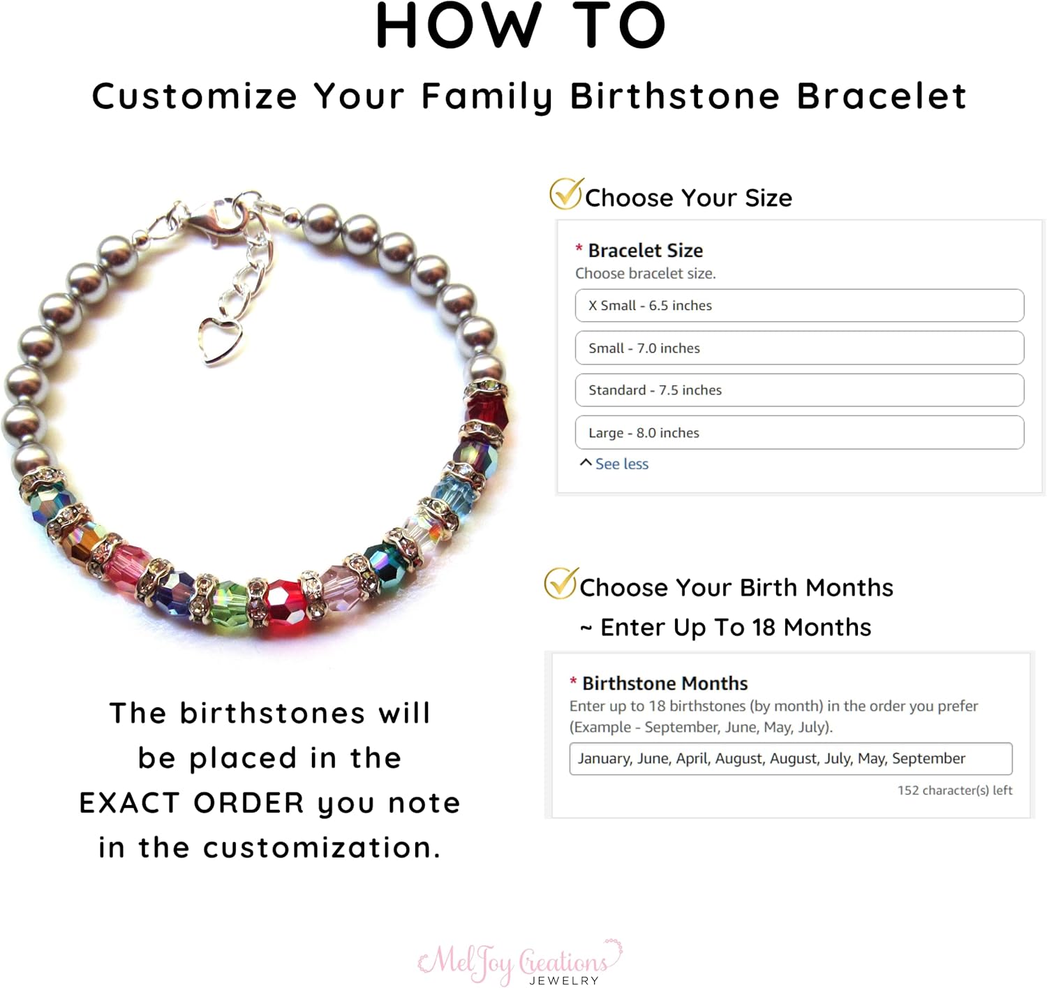 Custom Mothers Grandma Bracelet With Up To 18 Birthstones, Family Jewelry for Women, Personalized Mother's Day Birthday Gifts For Mom Grandmother, Adjustable Multi Gemstone